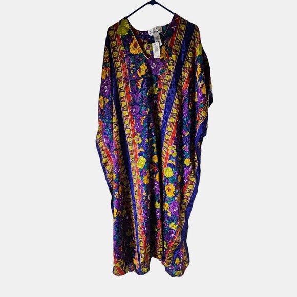 Patricia Leigh Kaftan Dress‎ Womens Multicolor Floral One Size Fits Most NWT NOS - Picture 1 of 7